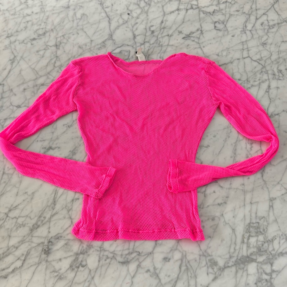 Vintage 80s Fishnet LS Thumb Hole Top Costume Rave Sz XL